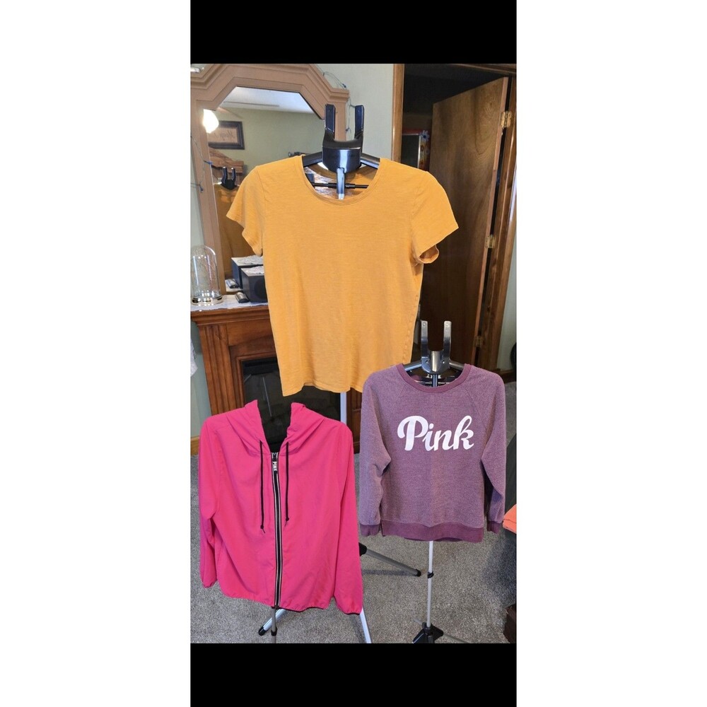 WOMAN'S Sz:M VICTORIA'S SECRET PINK T-SHIRT,CREW SWEATSHIRT & NYLON JACKET*NWOT*